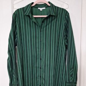 Chico's Emerald and Black Striped Shirt